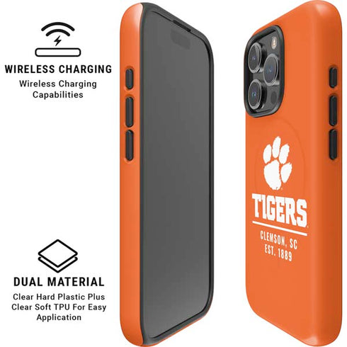Clemson University Tigers Est 1889 Orange iPhone 16 Pro Magsafe Impact Case
